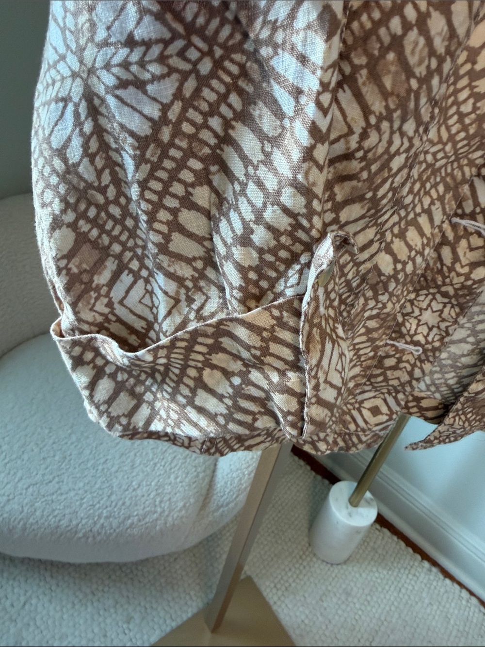 Ruby Rd. Tan & White Patterned Button-Front Women's Shirt Jacket - Picture 3 of 4